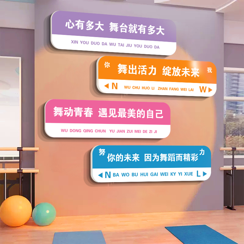 舞蹈房教室墙面背景布置装饰街舞形象艺术培训班机构文化墙贴画图片