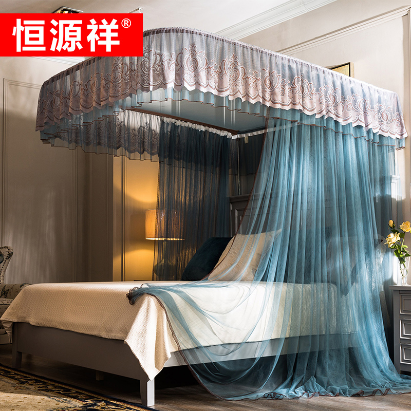 导轨蚊帐家用公主风欧式1.8m1.5m2米床上防蚊罩u型轨道夏季纹账