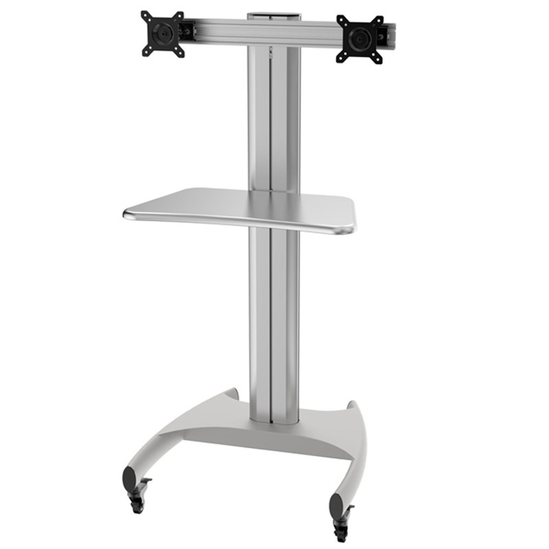 运维工作台手推车全金属可升降双屏多功能电脑桌推车移动查房推车