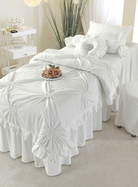 夏蜜美容床罩四件套高档A类含棉亲肤法式皮肤管理spa专用美容床罩