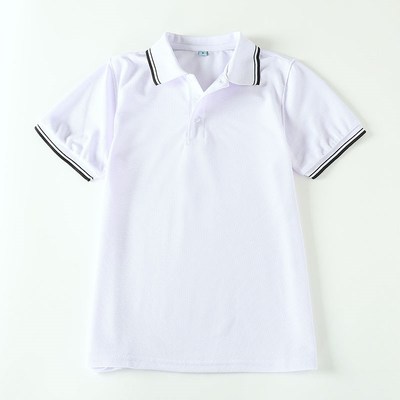 夏季高中学生校服polo短袖小学生毕业班服白色t恤上衣定制校徽男