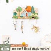 阿楹 可爱入户门上钥匙神器创意挂钩置物架首饰衣帽收纳壁画 法式