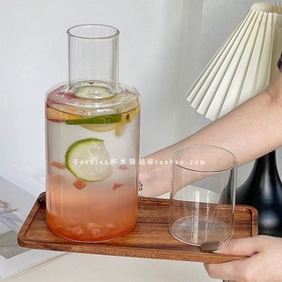 新款简约大容量水果茶杯家用玻璃凉水壶套装高颜值一杯一壶饮品杯