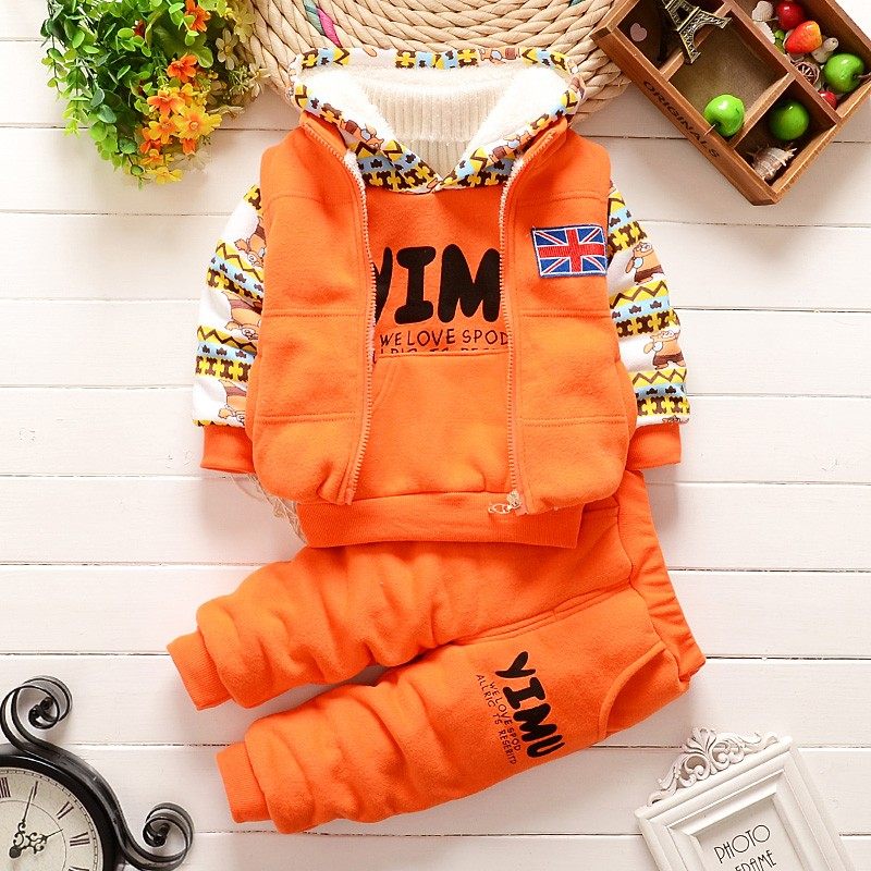 秋冬款加绒加厚三件套装婴儿童装卫衣男童女宝宝1-3岁4冬装外套潮