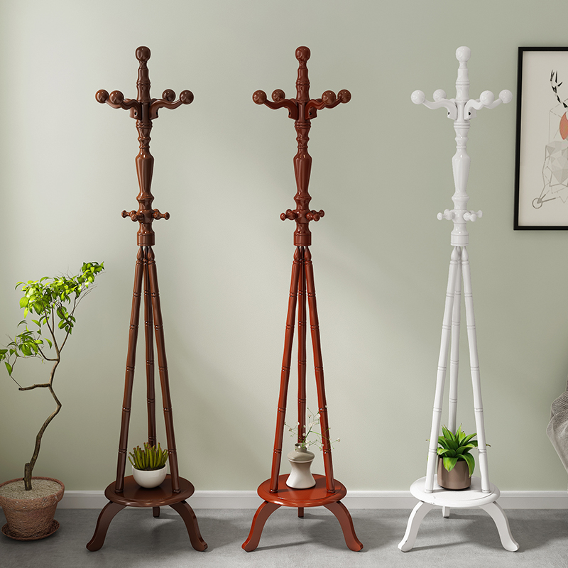 简约木质衣帽架实木落地挂衣架卧室门厅衣服架办公室立式艺术支架