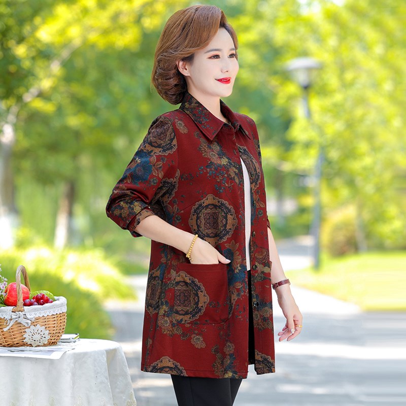 妈妈春装外套中长款风衣2024新款时尚中老年人女装春秋上衣洋气薄