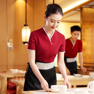 衣研堂餐饮工作服女新中式酒店餐饮火锅饭店前厅服务员短袖套装夏