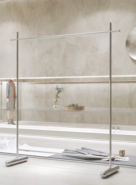 服装店落地式不锈钢拉丝银挂衣架女装店中岛货架展示架简约服装架