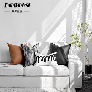 设计师款样板间黑白灰抽象艺术客厅沙发卧室空间品质抱枕靠垫靠垫