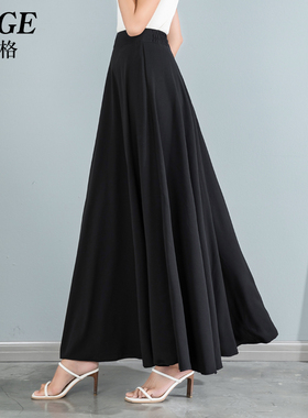 今年流行裙子飘逸半身长裙夏女长款a字裙高腰显瘦薄款雪纺大摆裙