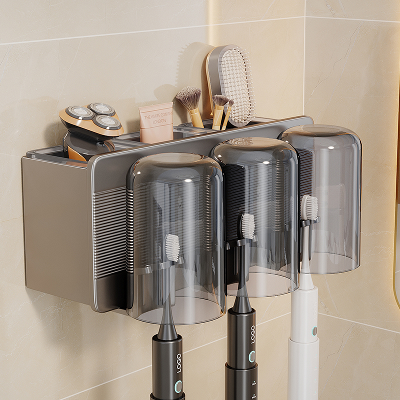 牙刷置物架免打孔刷牙杯漱口杯架子壁挂式家庭牙缸电动牙刷挂架