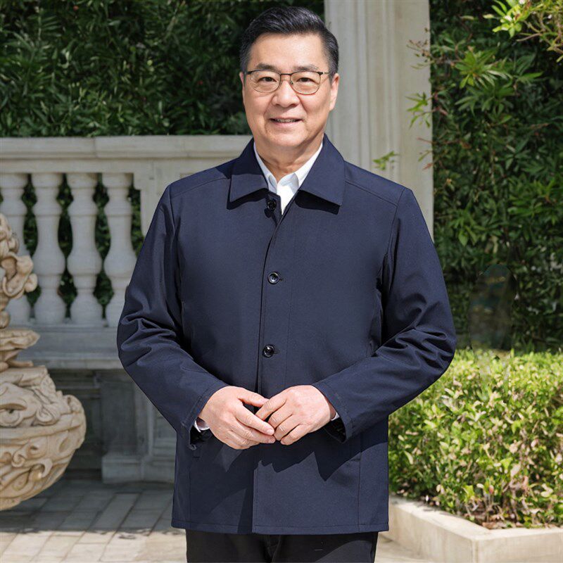 秋装爸爸外套男春秋款中老年人男装上衣中年男士夹克70岁爷爷衣服