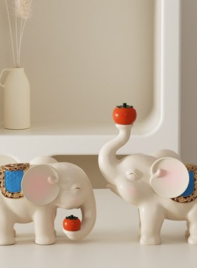 招财大象装饰摆件一对客厅电视柜酒柜办公室店铺开业乔迁新居礼品