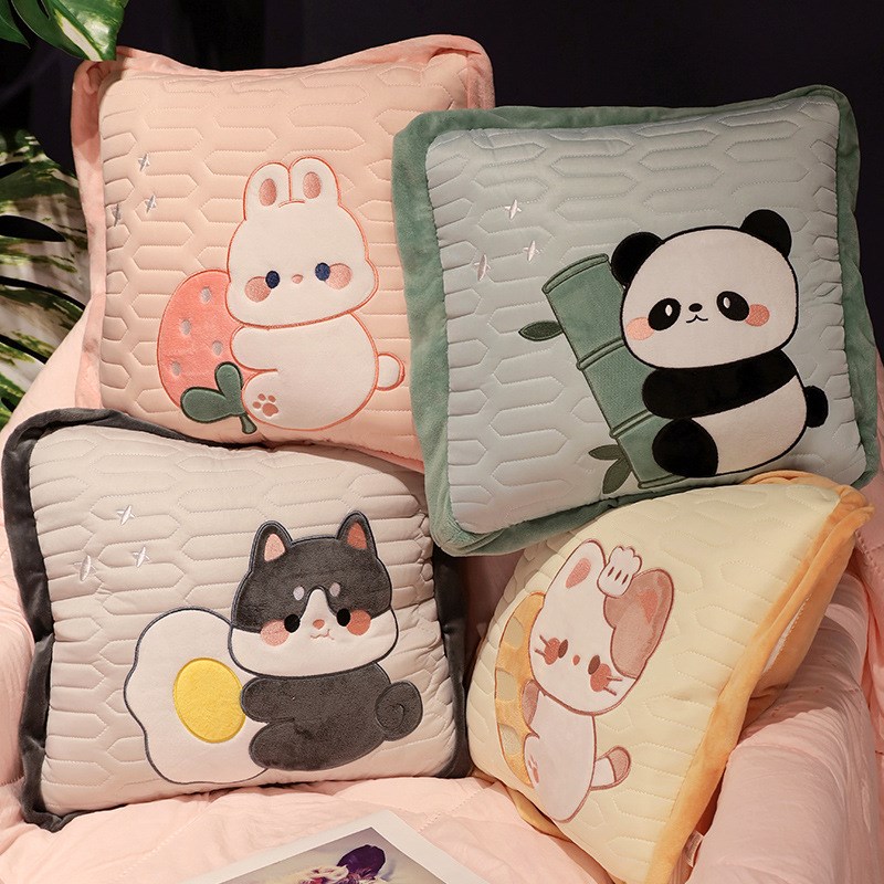 冰丝抱枕被子两用办公室午睡毯子枕头空调被二合一汽车载靠垫靠枕