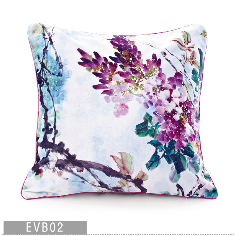 紫藤中式花鸟红木沙发抱枕套床头靠背办公室靠包汽车靠枕含芯