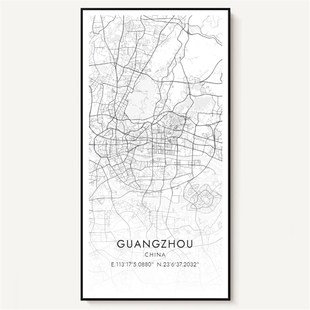 II城市地图玄关装饰画大幅画走廊通道客厅金属现代挂画