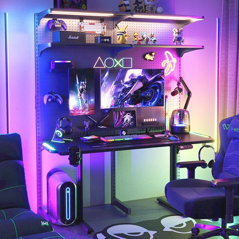 电竞桌子科技感电动升降桌可升降桌子电脑台式桌子家用升降电脑桌