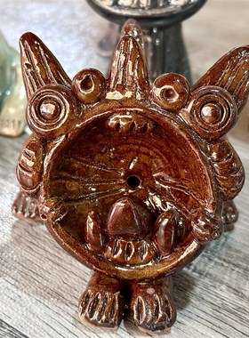 瓦猫云南手工陶瓷猫倒流香猫创意礼品业小卧式瓦猫