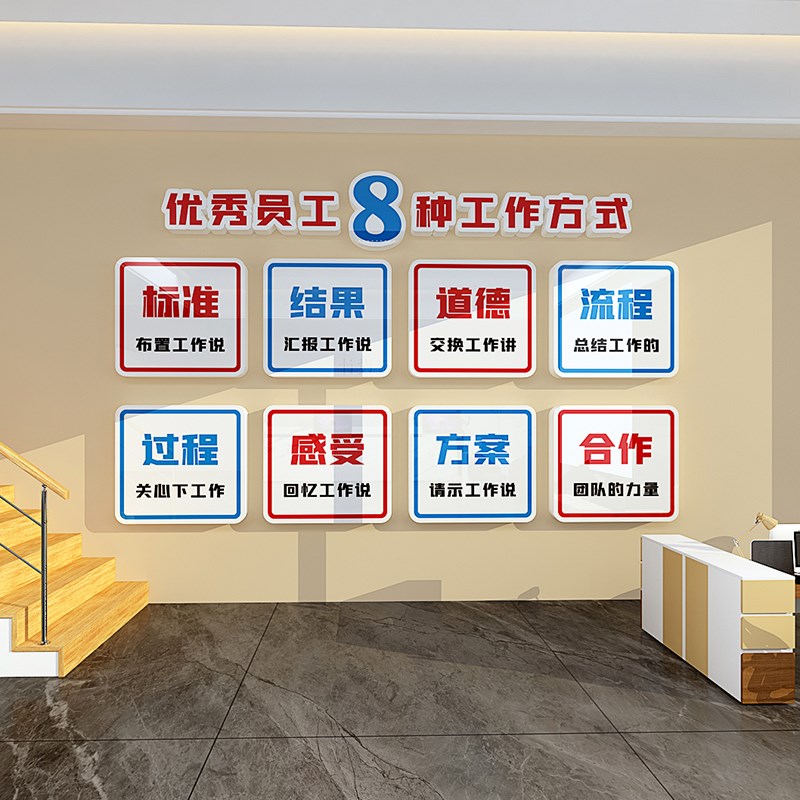 公司企业文化励志标语背景墙装饰墙贴办公室布置d立体创意墙贴画