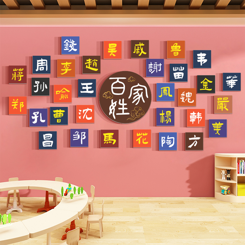 百家姓文化墙贴纸幼儿园墙面装饰环创主题墙班级布置教室装饰材料