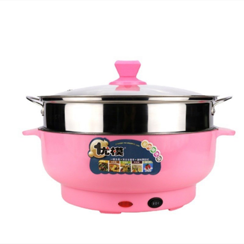 不锈钢快煮锅家用大容量电火锅一体式多功能蒸煮锅煮面锅带蒸笼