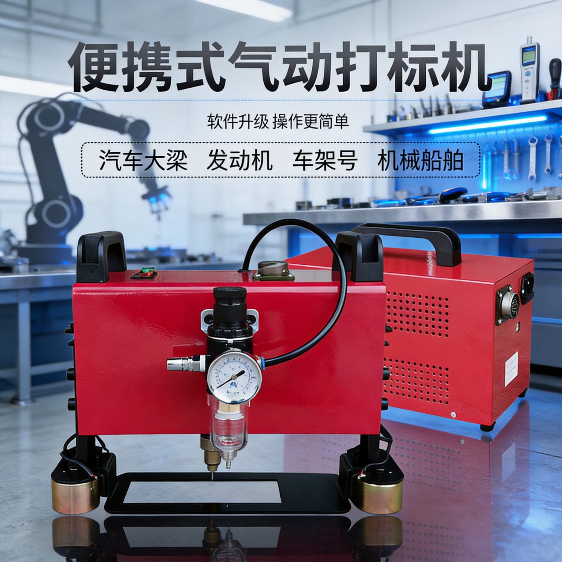 气动打标机金属刻字钢板模具汽车车架发动机号打刻机便携式打码机