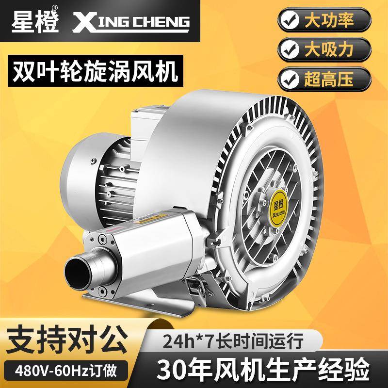 双叶轮高压风机鱼塘增氧机旋涡鼓风机增压除尘吸尘抽真空漩涡气泵