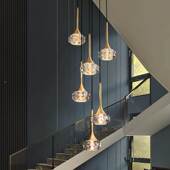 全铜水晶轻奢现代极简约餐厅吧台设计师创意卧室小吊灯饰