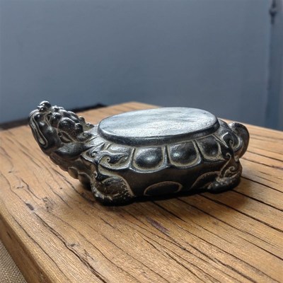 仓雕刻福龟壶承杯托仿古做旧古典龙之九子霸下长*9.*