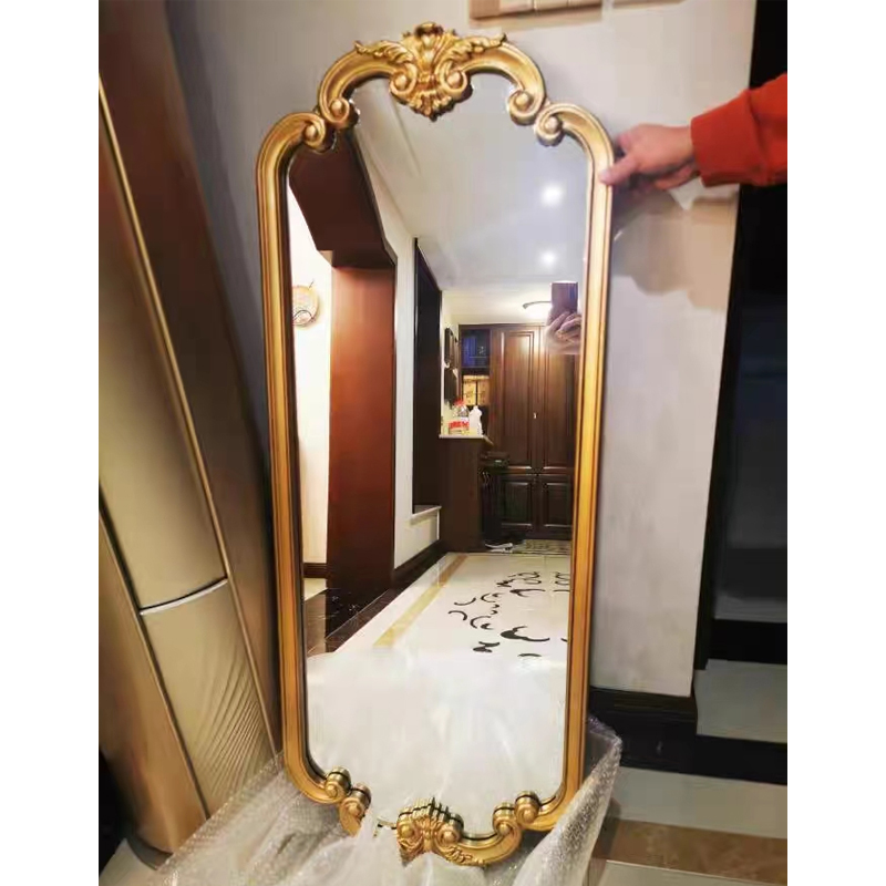 欧式穿衣镜复古雕花全身镜置地卧室挂墙法式落地镜衣帽间试衣镜子