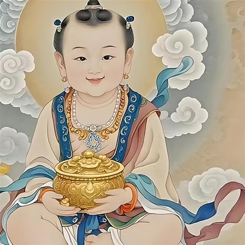 善财童子画像书房招财童子挂画卷轴装饰画,家居饰品,国画,淘宝优惠券,粉丝福利购,淘宝优惠卷