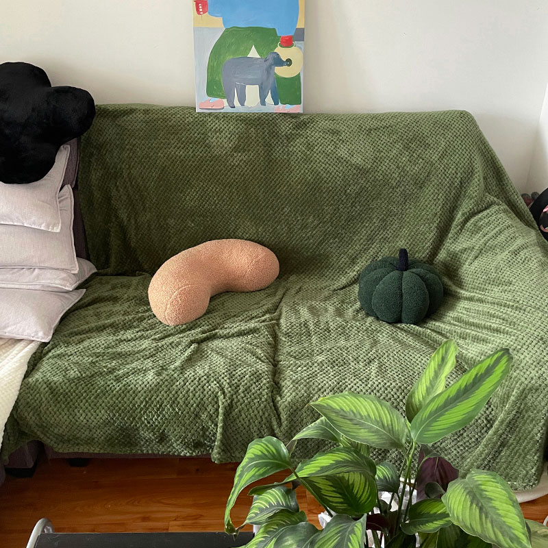 南岛宝社[不怕猫抓]in风博设计感柔软绿白色柔软沙发罩盖布