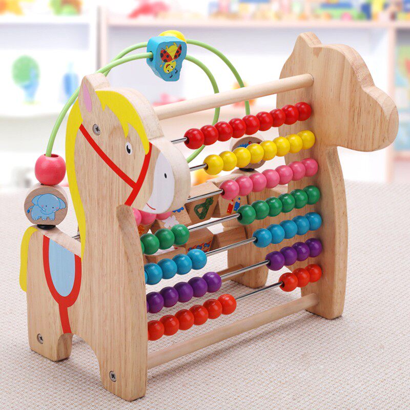 多功能木马绕珠串珠大号儿童智力发转珠宝宝益智早教中心