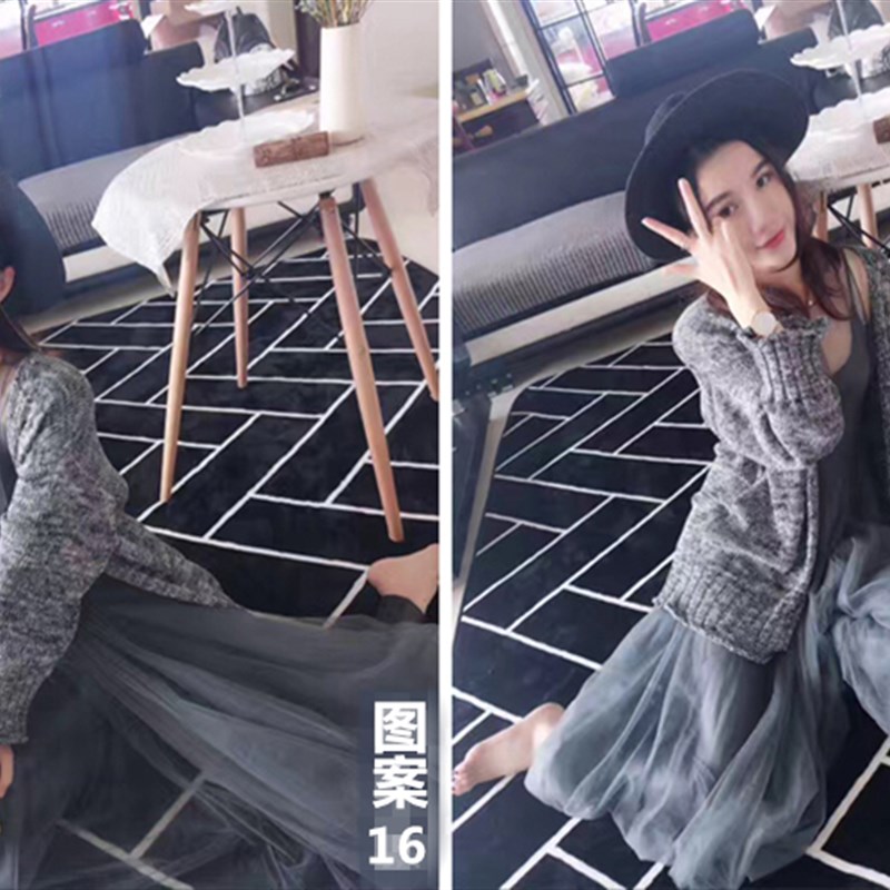 可水洗几何彩印图案地毯客厅欧式现代沙发茶几书房卧室床边满铺垫