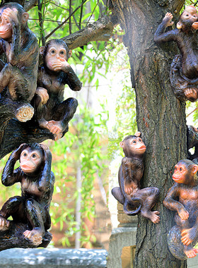 仿真猴子摆件树脂工艺品园艺景观设计个性装饰品挂树上挂墙壁家居