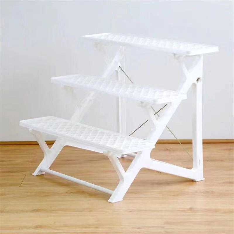 梯形花架置c物架阳台装饰架多肉架树脂耐晒花架欧式落地大花架白