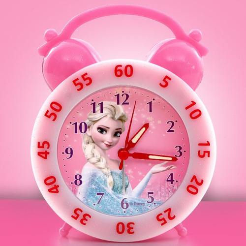 儿童创意小闹钟学生卡通静音闹钟时尚可爱卧室床头懒人冰雪小闹钟