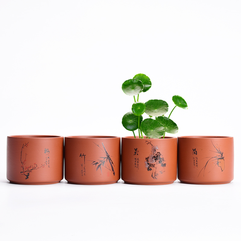 紫砂花盆铜钱草专用水培碗莲盆睡莲盆缸陶瓷无孔水养水仙花盆大号