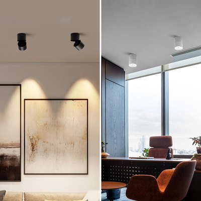 led明装折叠射灯黑色北欧可调角度家用商用店铺吸顶免开孔COB筒灯