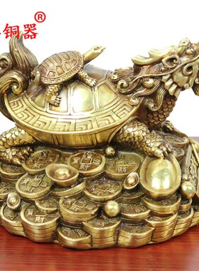 宇卓铜器 纯铜龙龟工艺品摆件铜龟铜母子龙龟黄铜龙龟霸下赑屃
