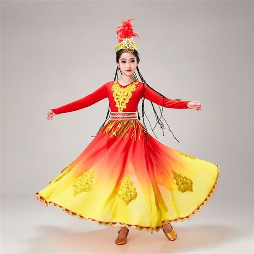 新疆舞蹈演出服儿童女童古丽舞维族维吾族尔族少数民族服装舞蹈服