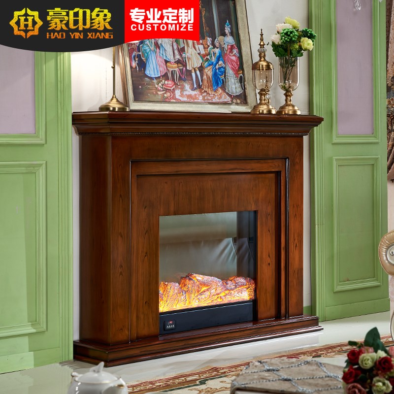 豪印象 1.5米简约美式实木电视柜电壁炉装饰柜欧式取暖壁炉架火炉