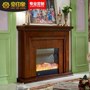 豪印象 1.5米简约美式实木电视柜电壁炉装饰柜欧式取暖壁炉架火炉