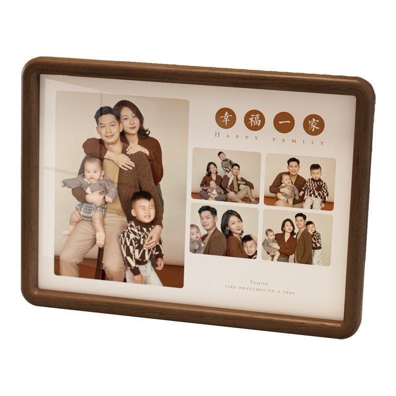 实木相框全家福照片定制摆台6寸相框高级感diy打印洗照片做成相框