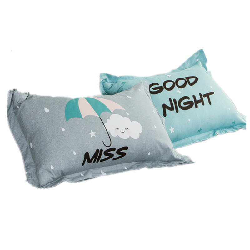 全棉枕套包邮一对装纯棉情侣韩式纯棉成人学生单人枕头套48*74cm