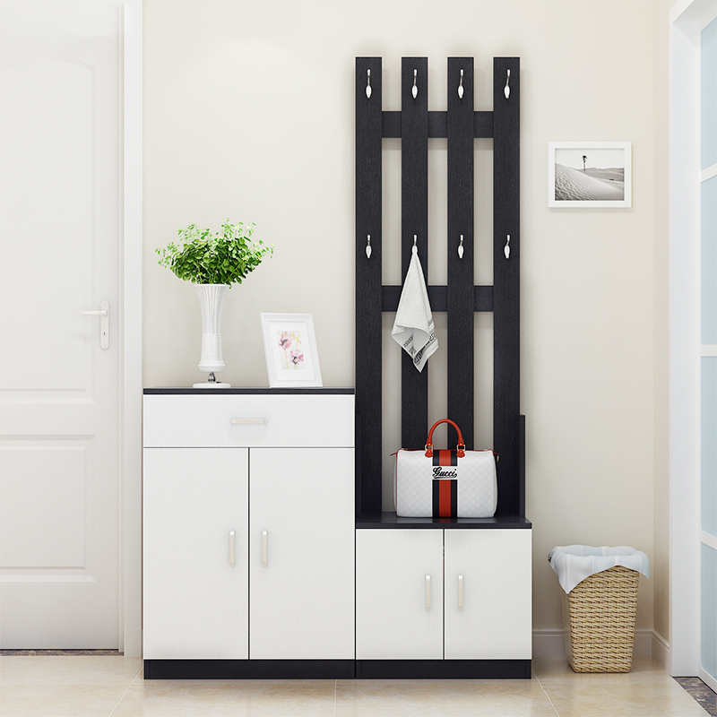 鞋柜带挂衣架一体落地客厅家用进门玄关门口卧室收纳置物架衣帽架