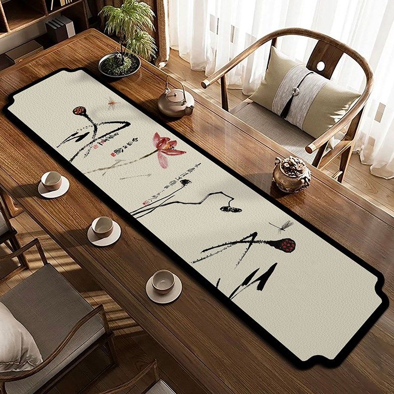 中式桌旗桌面硅藻泥长条茶席吸水台面保护垫可裁剪中国风茶杯垫