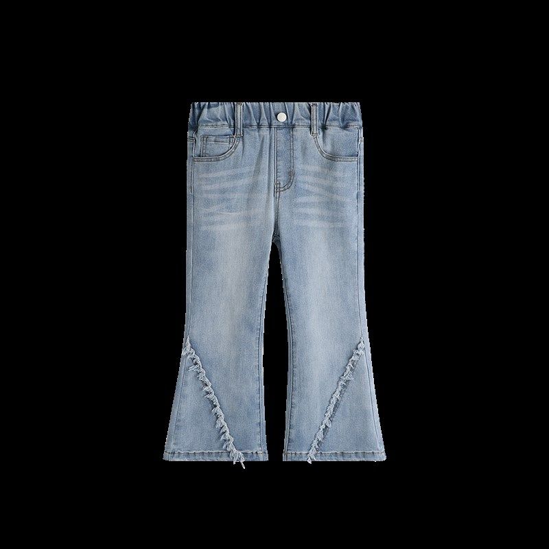 沫沫家童装夏装女童洋气长裤2024夏季新款儿童休闲大童喇叭牛仔裤