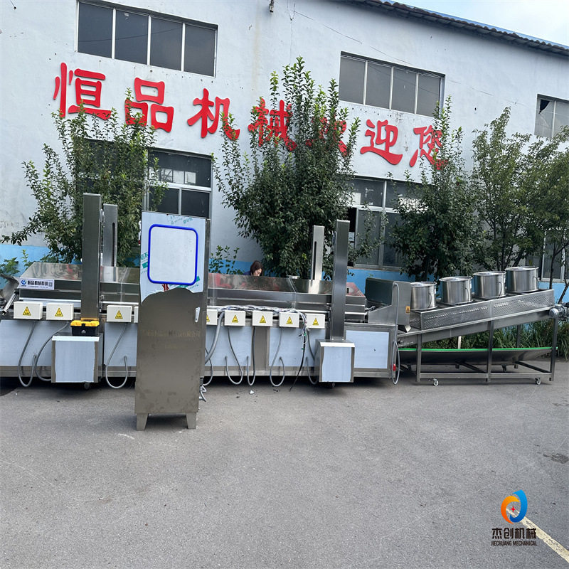 春卷全自动油炸机连续式春卷油炸设备蔬菜串油炸生产线