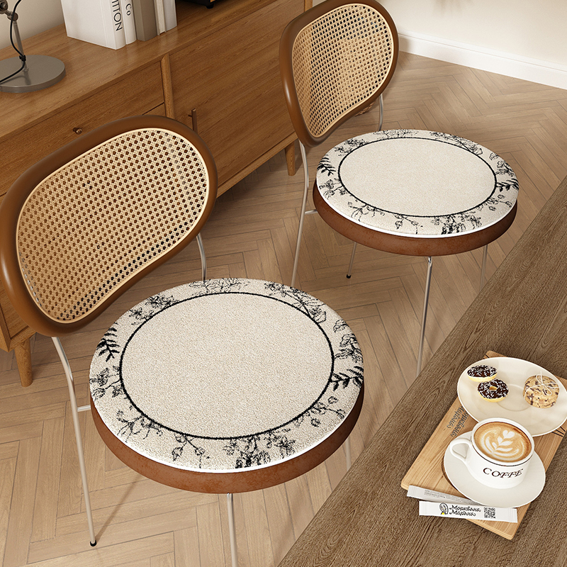 中古风夏季冰丝餐椅坐垫垫子餐桌木椅子座垫学生宿舍屁垫圆形